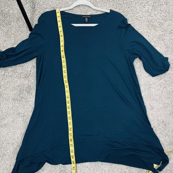 Eileen Fisher Dark Teal Scoop Neck Knit Viscose & Spandex Blend Tunic Top Sz. L - Picture 6 of 8